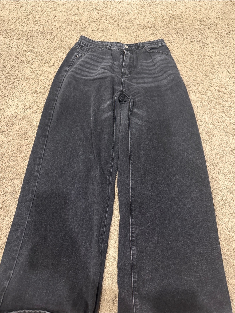 SHEIN Wide-Leg High-Rise Black Denim Jeans